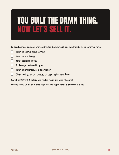Page 21: Part 1 completion checklist