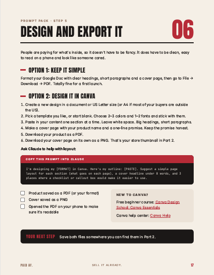 Page 17: Design and Export It